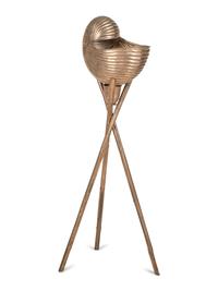 A Silvered Metal Shell Form Bowl on Stand