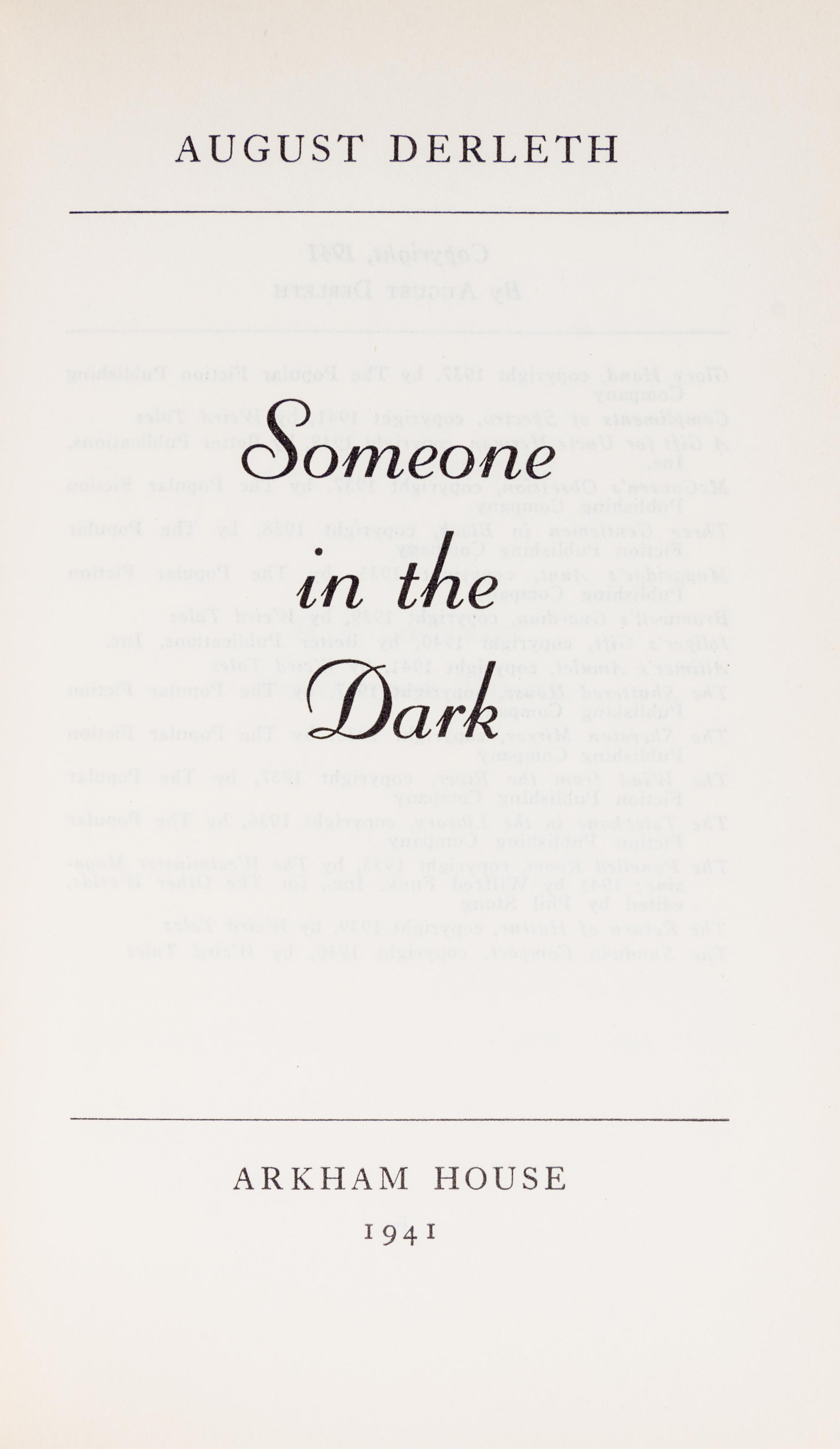 DERLETH, AUGUST. 4 collaborations between Derleth and DWIG (Clare Victor Dwiggins), each signed.