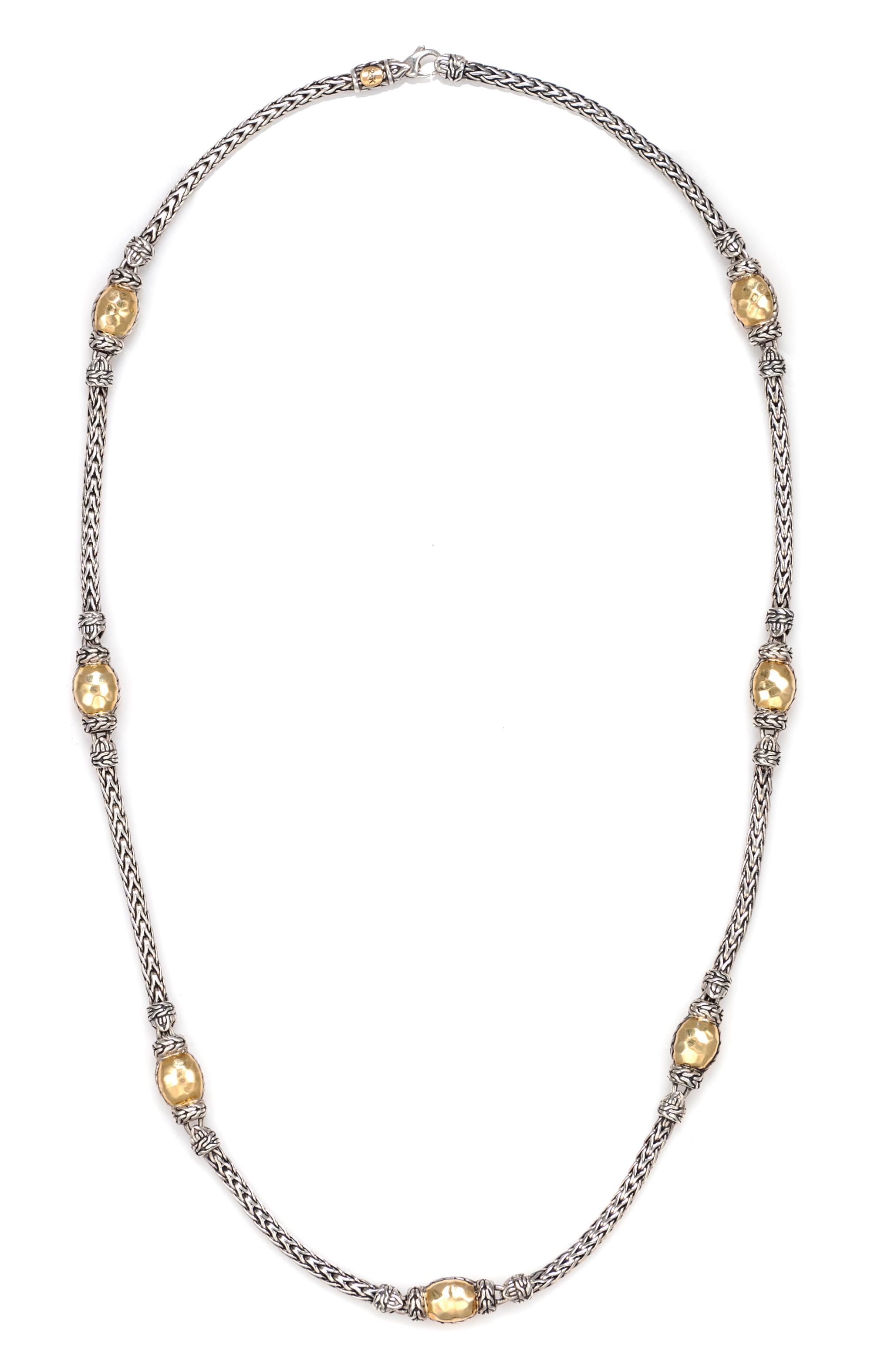 A Sterling Silver and 22 Karat Yellow Gold 'Palu' Station Necklace, John Hardy, 25.90 dwts.