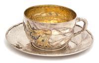 An American Aesthetic Movement Hand-Hammered Silver Cup with Undertray, Tiffany & Co., New York, NY,