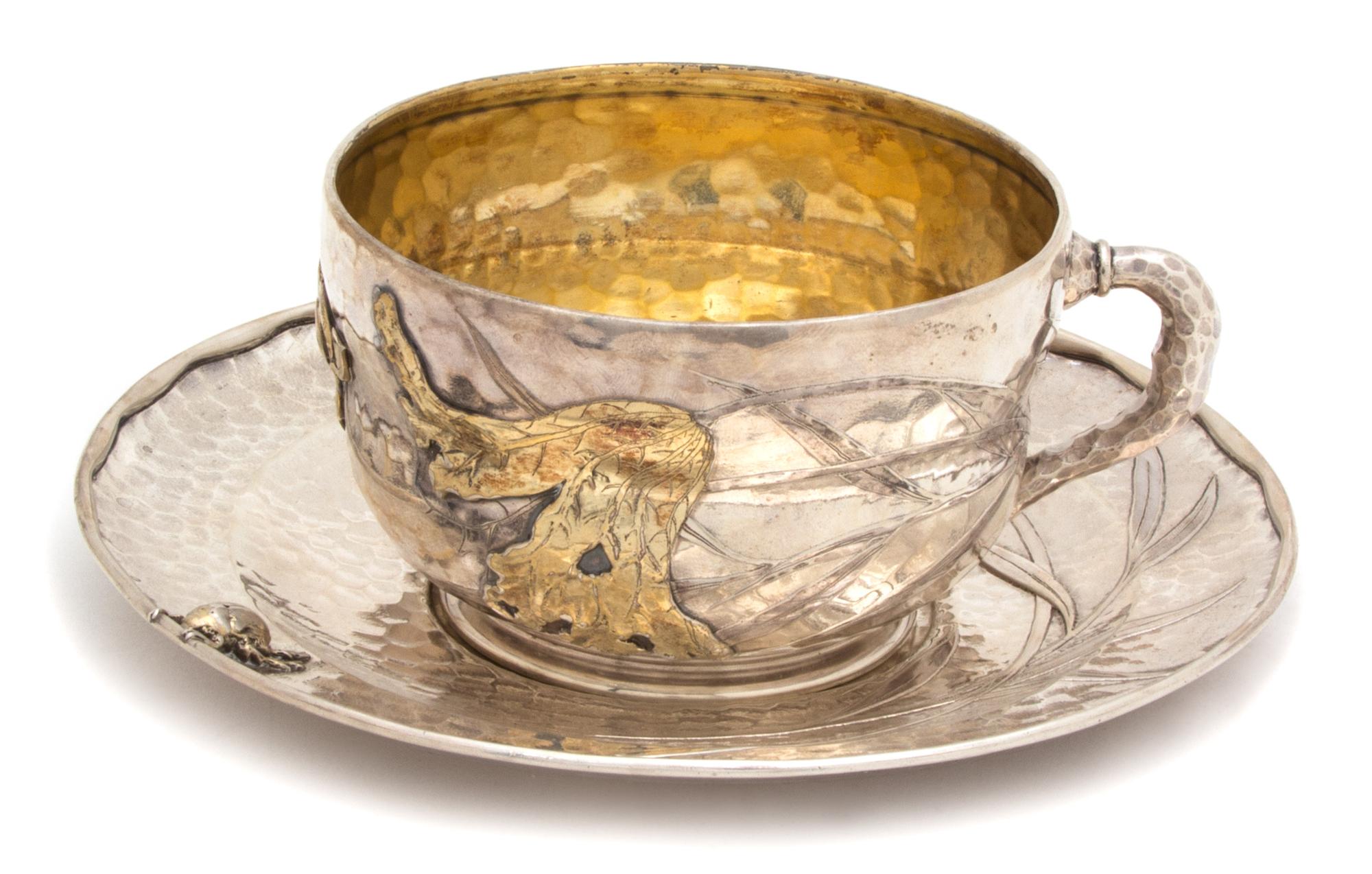 An American Aesthetic Movement Hand-Hammered Silver Cup with Undertray, Tiffany & Co., New York, NY,