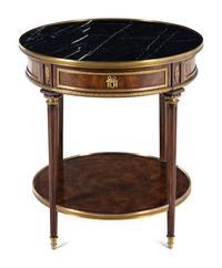 A Louis XVI Style Gilt Metal Mounted Marble-Top Mahogany Guéridon