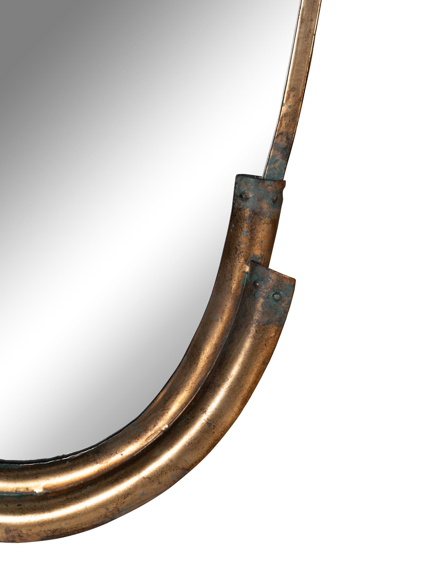 A Pair of Contemporary Aged Brass Mirrors