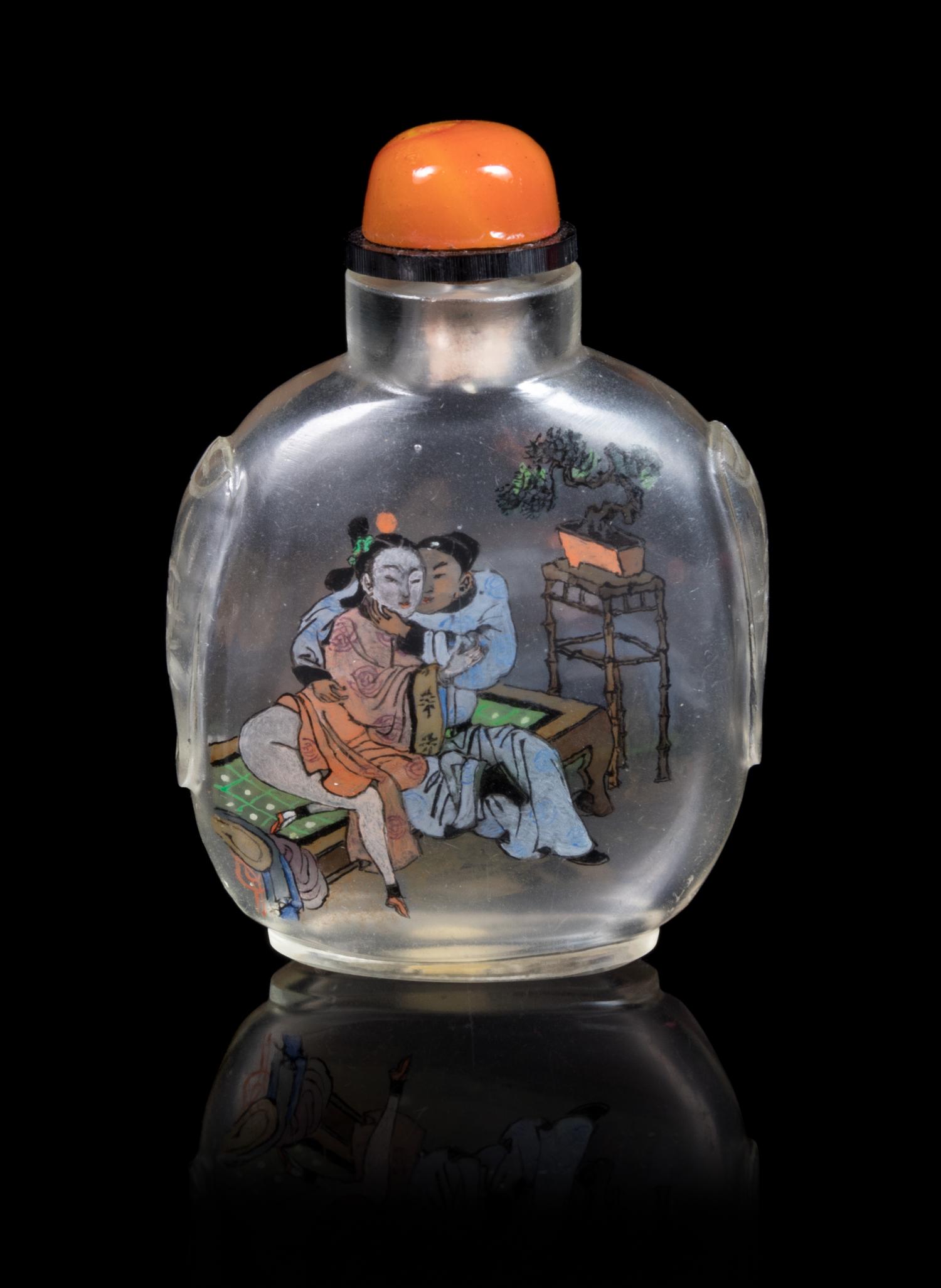A Chinese Inside Painted Glass Snuff Bottle Height 2 3/4 inches. — 20TH CENTURY