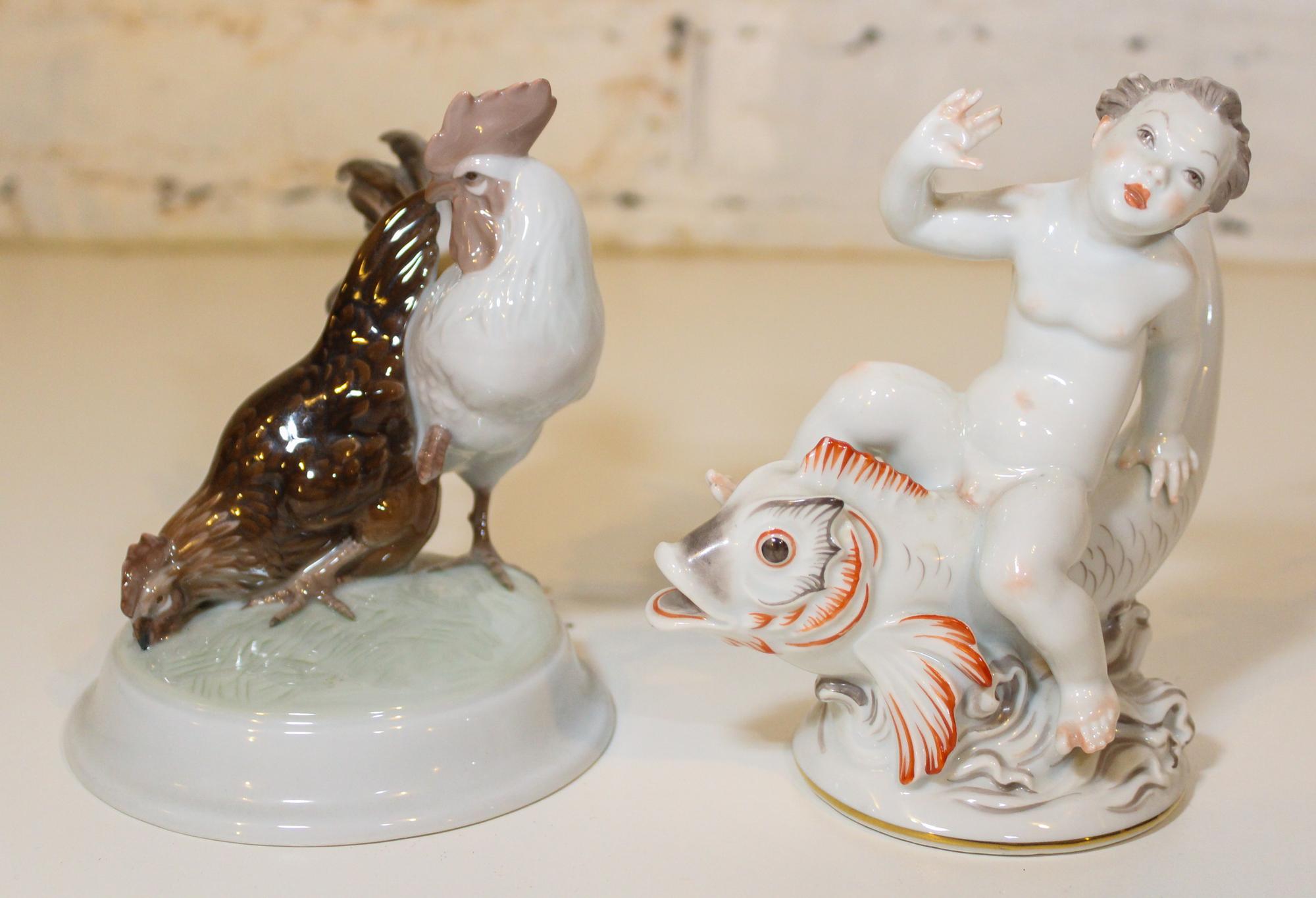 Two Rosenthal Porcelain Figural Groups. Height 6 inches.
