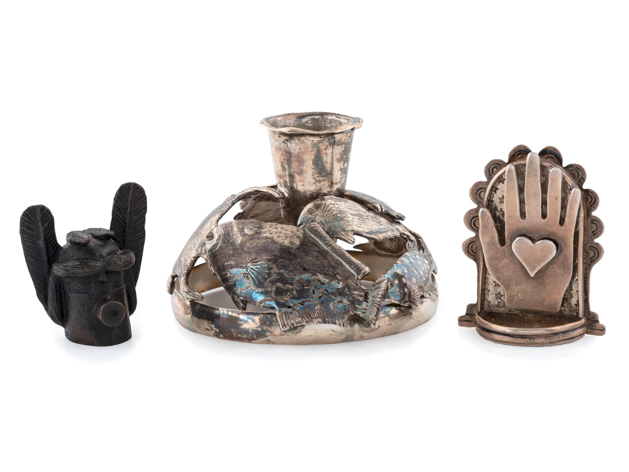 Southwestern-style Sterling Silver Candle Stick Holder AND Pin, PLUS