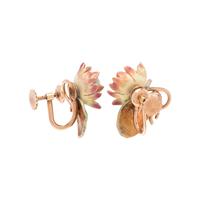 OPAL AND ENAMEL LILYPAD EARCLIPS