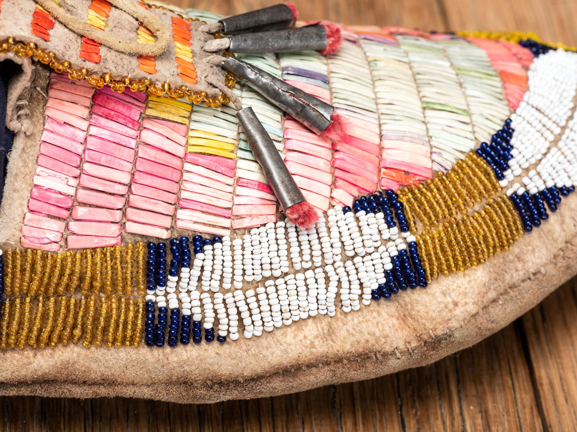 Sioux Beaded and Quilled Moccasins, with Horse Track Design
