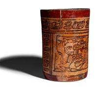 A Maya Polychrome Cylinder Vessel