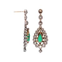 VICTORIAN, EMERALD AND DIAMOND EARRINGS