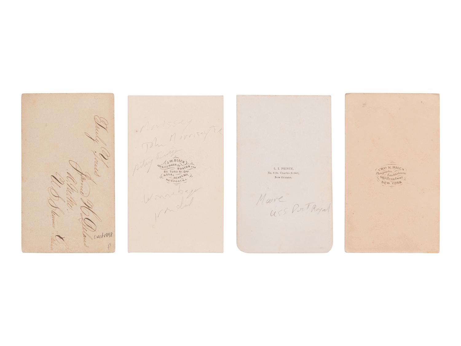 [CIVIL WAR]. 4 CDVs of Civil War Naval subjects incl. Acting Ensign John Morissey Jr.
