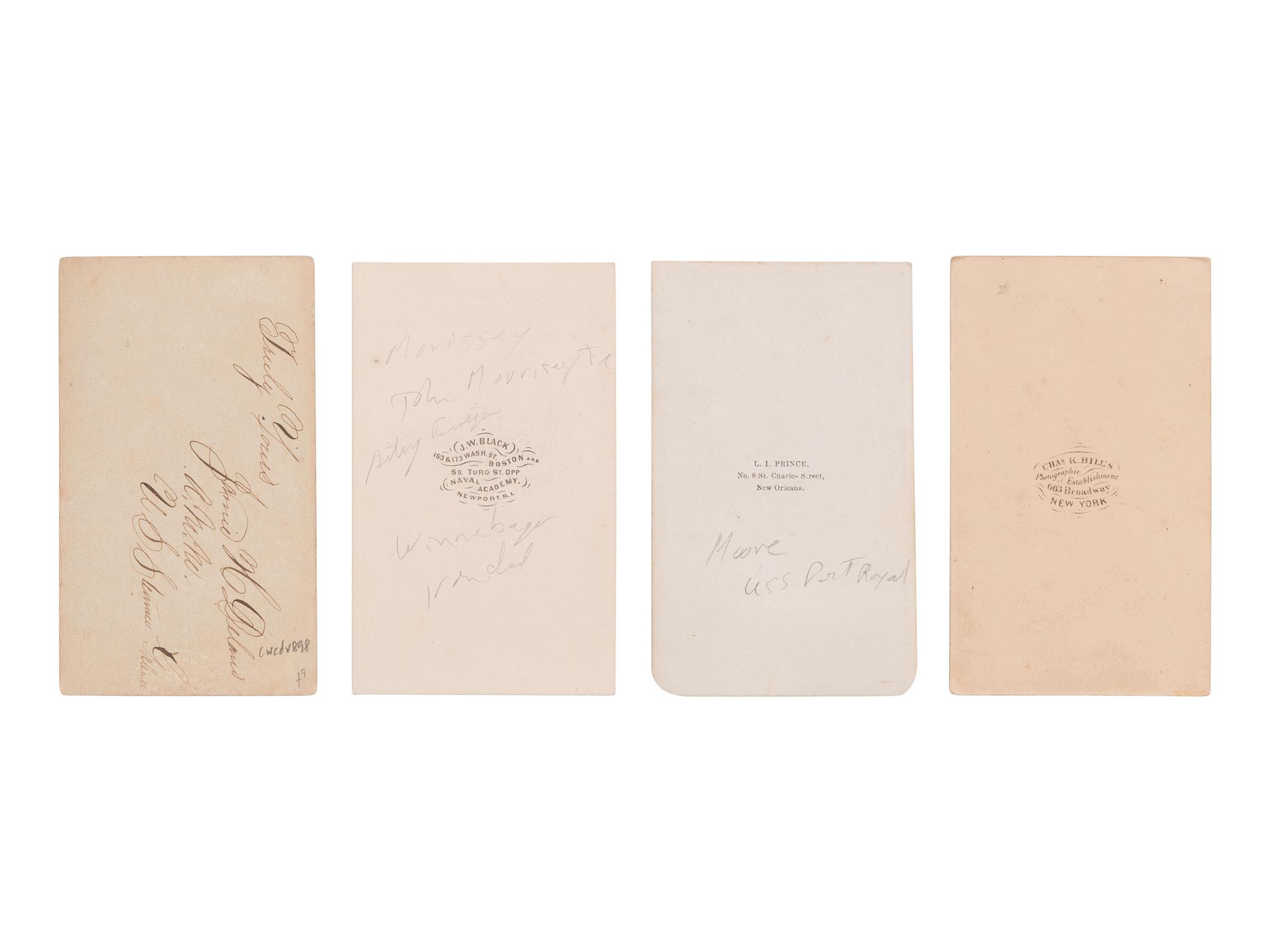 [CIVIL WAR]. 4 CDVs of Civil War Naval subjects incl. Acting Ensign John Morissey Jr.