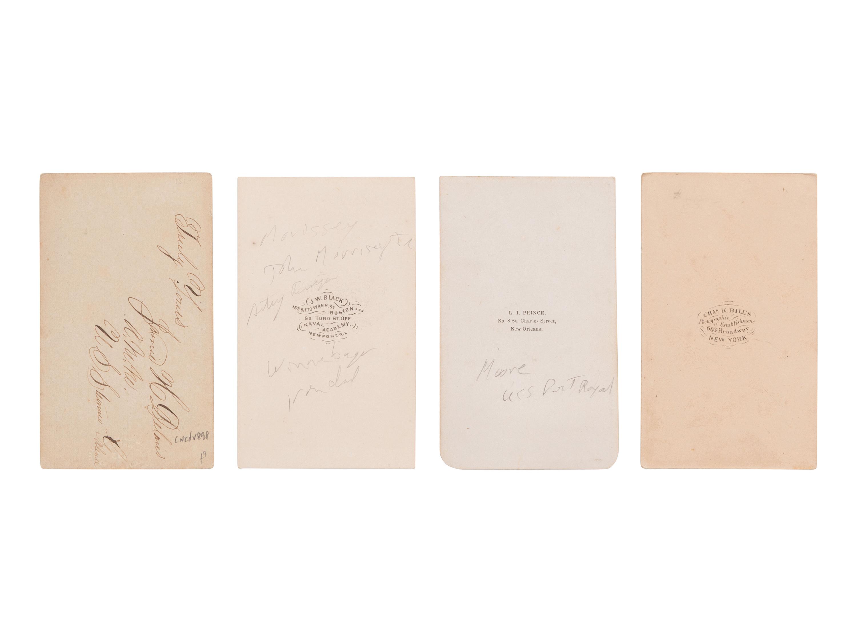 [CIVIL WAR]. 4 CDVs of Civil War Naval subjects incl. Acting Ensign John Morissey Jr.