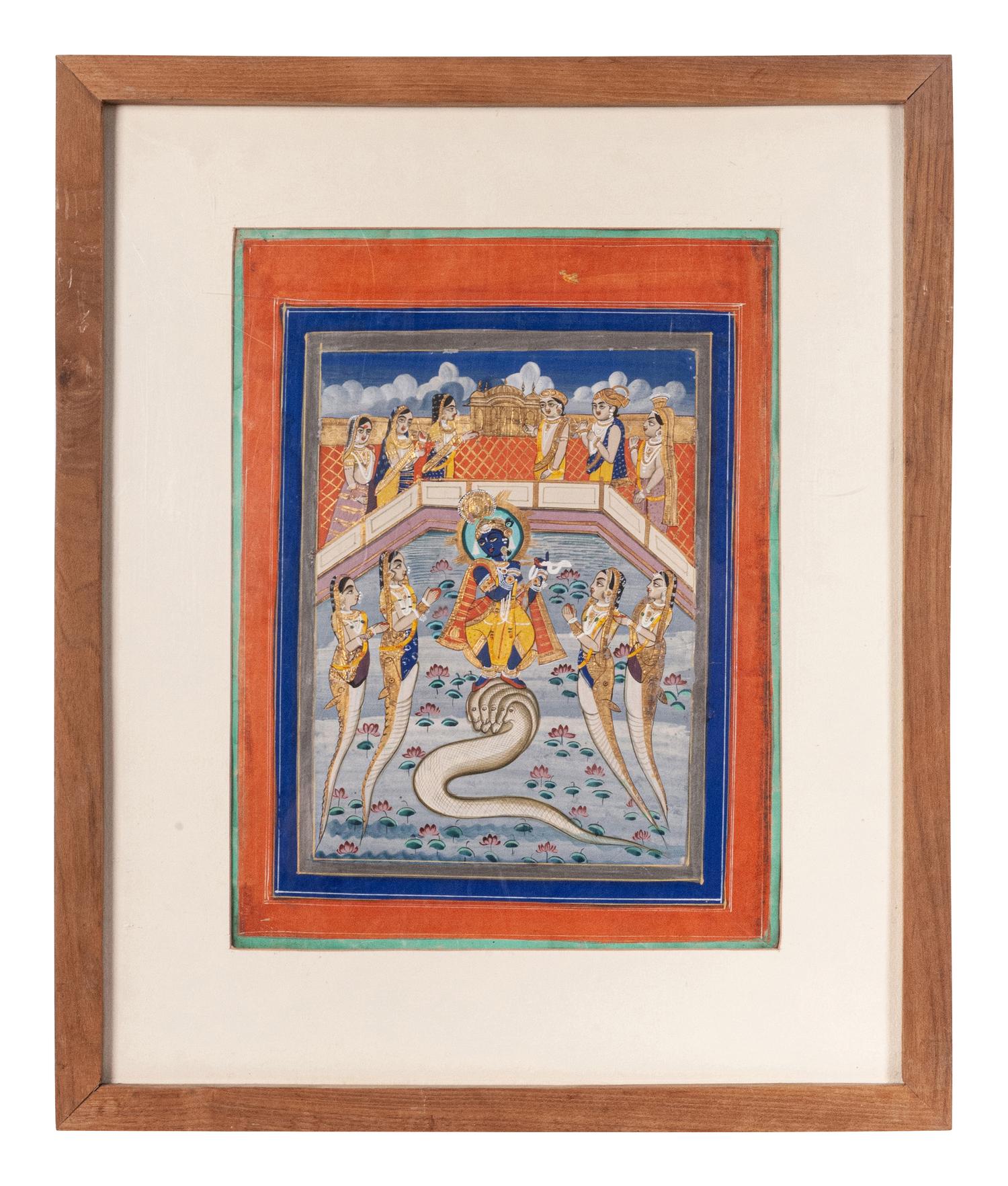 Four Indian Miniature Paintings and Manuscript Leaves