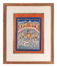 Four Indian Miniature Paintings and Manuscript Leaves