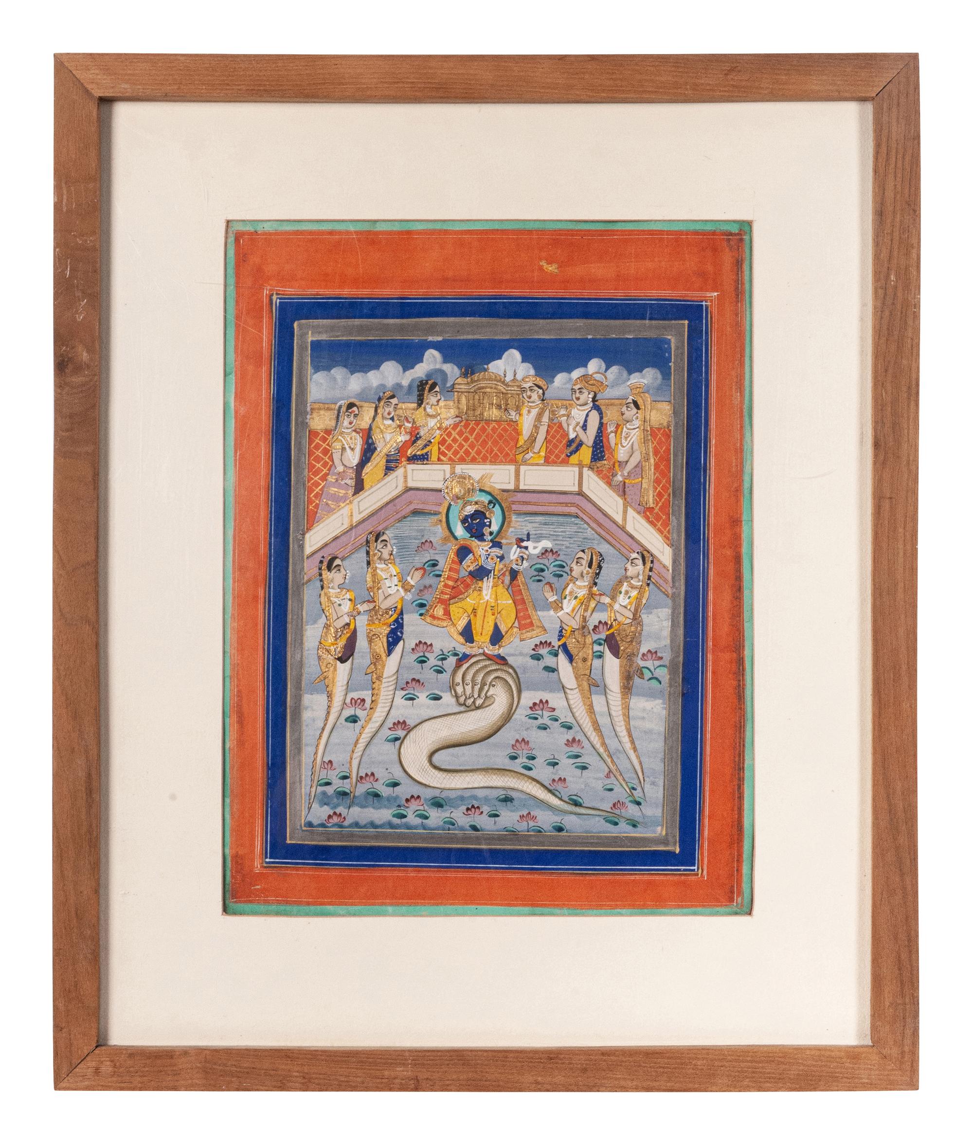 Four Indian Miniature Paintings and Manuscript Leaves