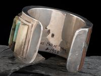 Southwestern-style Wide Silver and Cobblestone Inlay Cuff Bracelet
