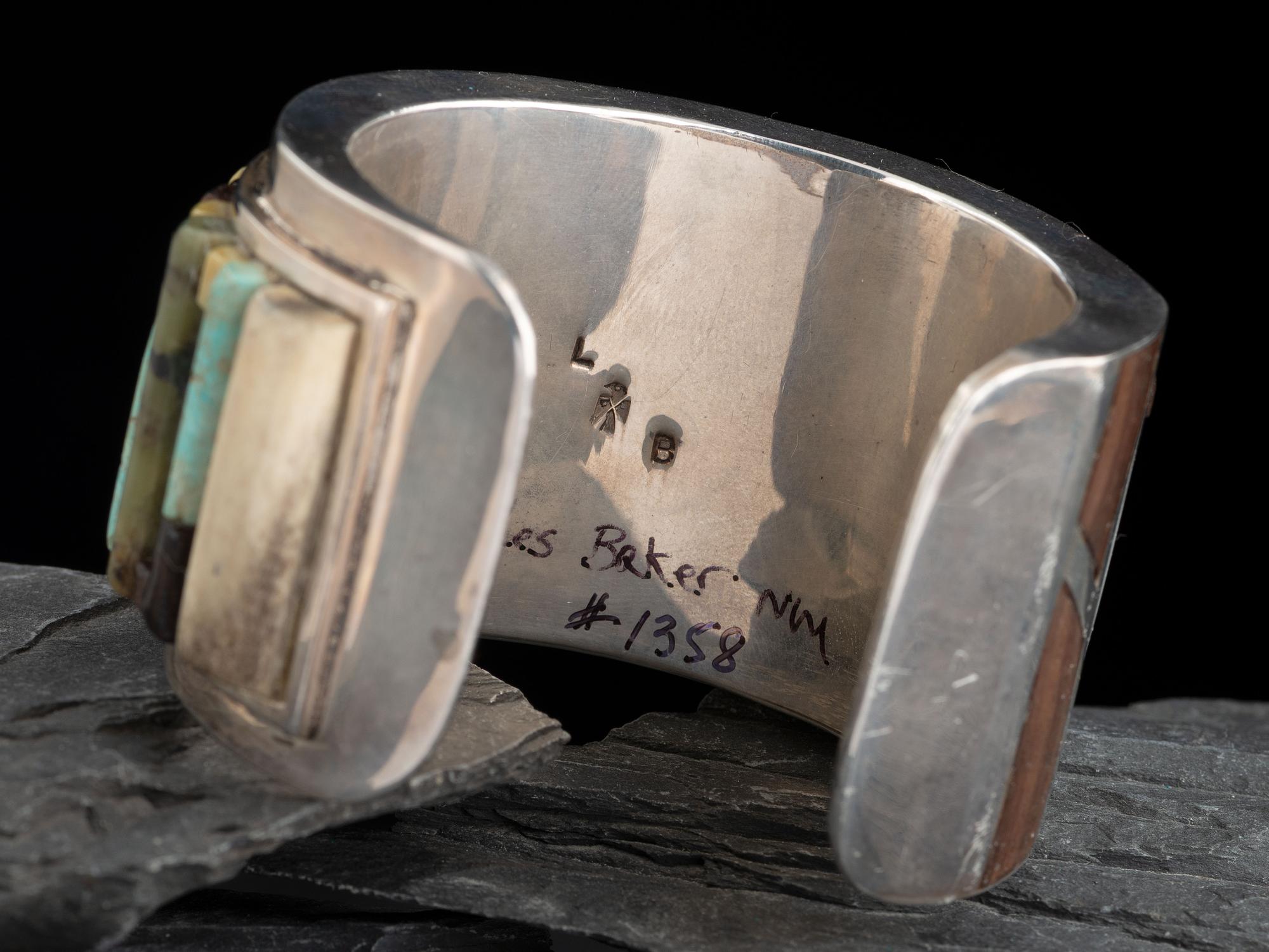 Southwestern-style Wide Silver and Cobblestone Inlay Cuff Bracelet