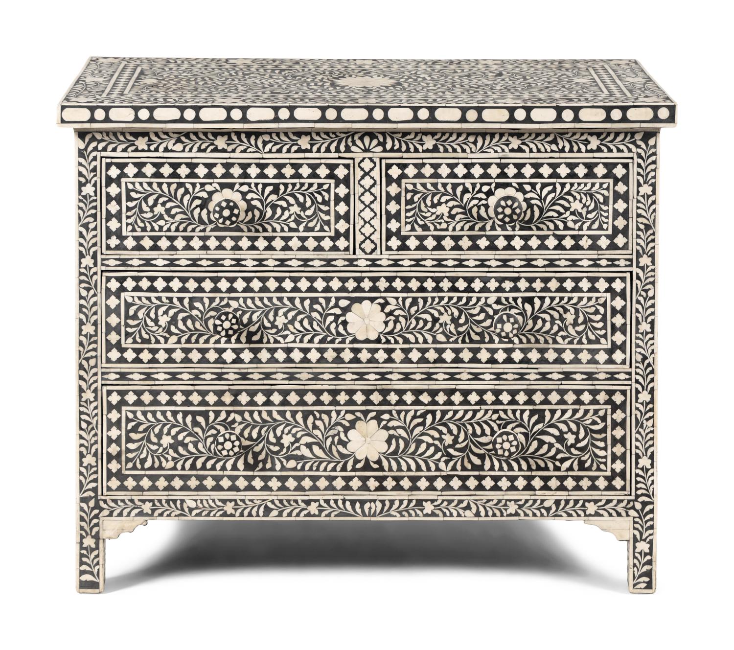 A Levantine Bone-Inlaid Chest of Drawers