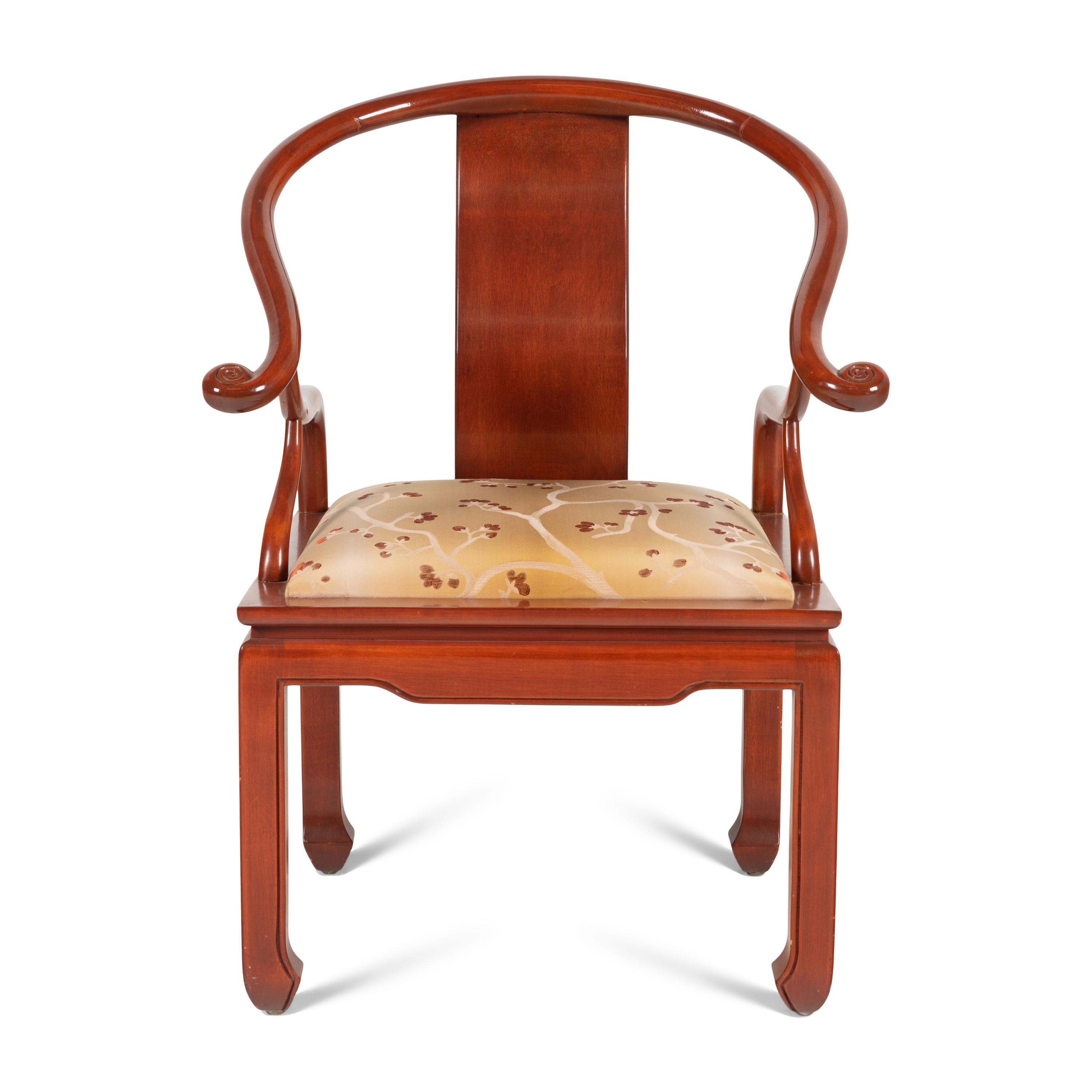 A Contemporary Chinese Red Lacquer Yoke-Back Armchair