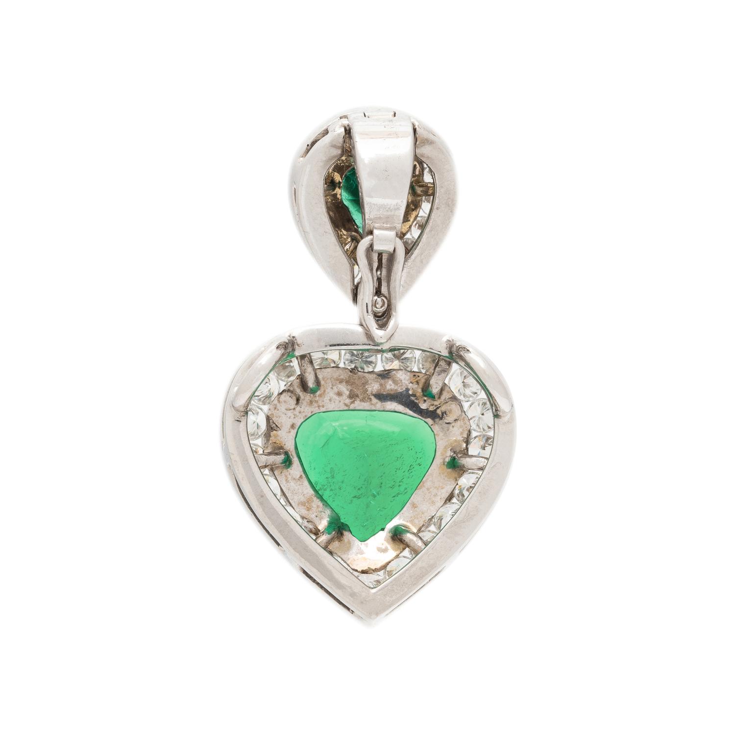 COLOMBIAN EMERALD AND DIAMOND HEART PENDANT