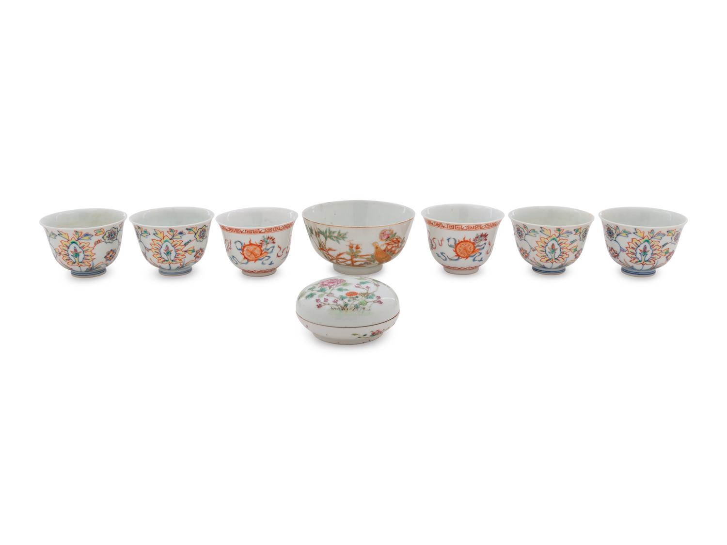 Eight Chinese Famille Rose Porcelain Articles