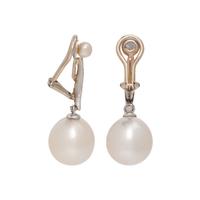 CULTURED PEARL AND DIAMOND EARCLIPS