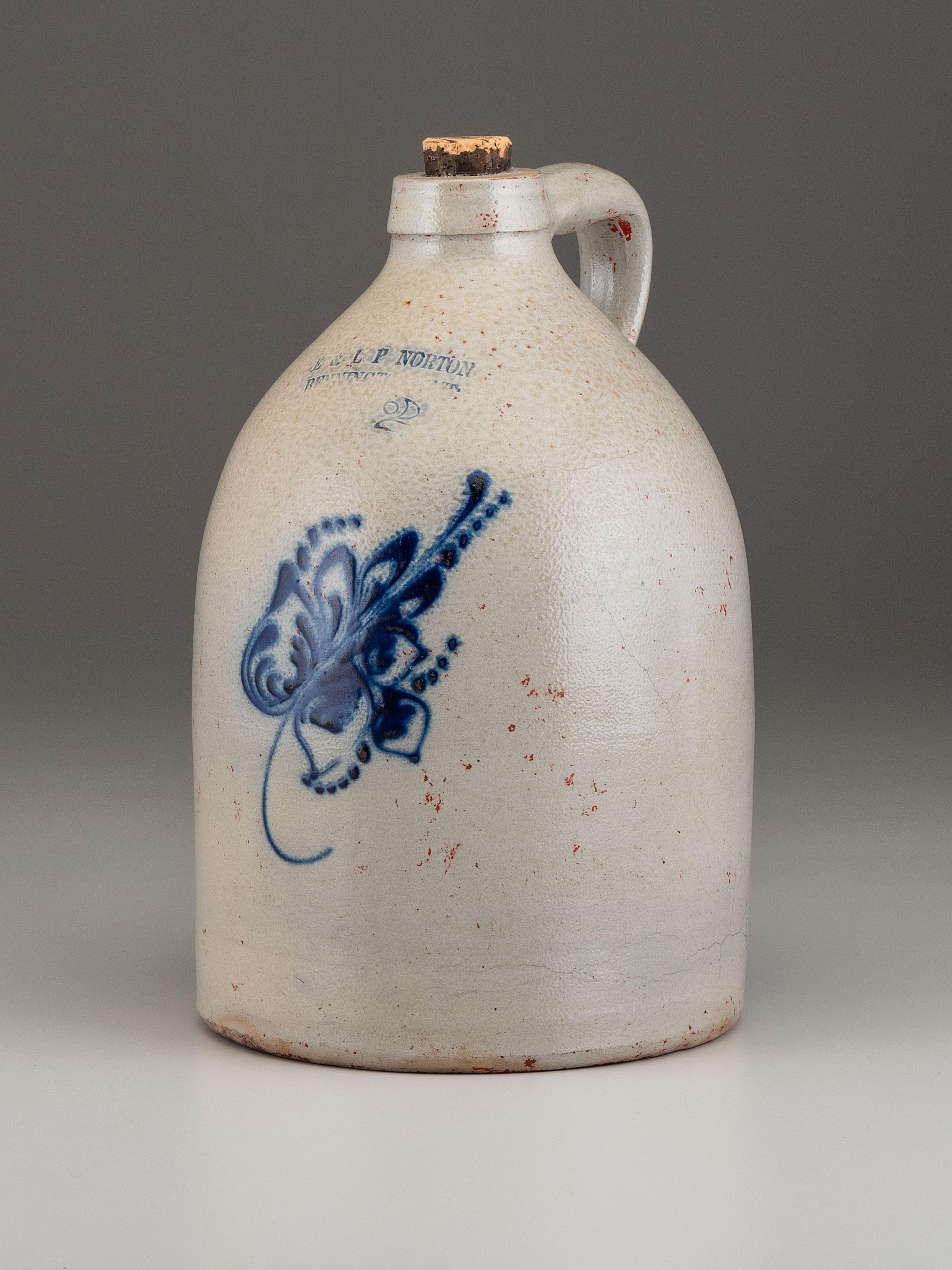 An E. and L.P. Norton Cobalt Decorated Stoneware Two-Gallon Jug