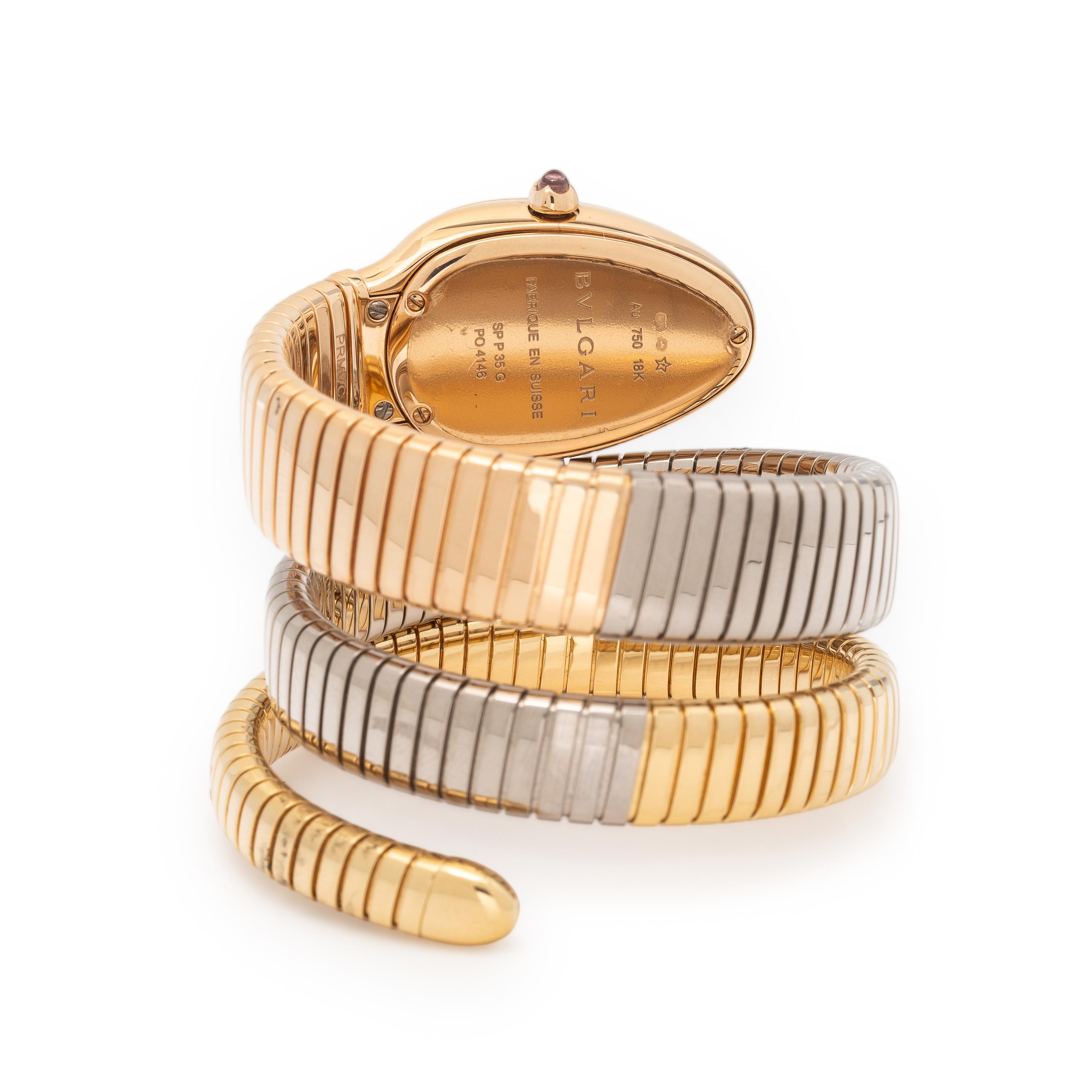 Bulgari, Ref. 102948, Tricolor Gold and Diamond 'Serpenti Tubogas' Watch, with Box