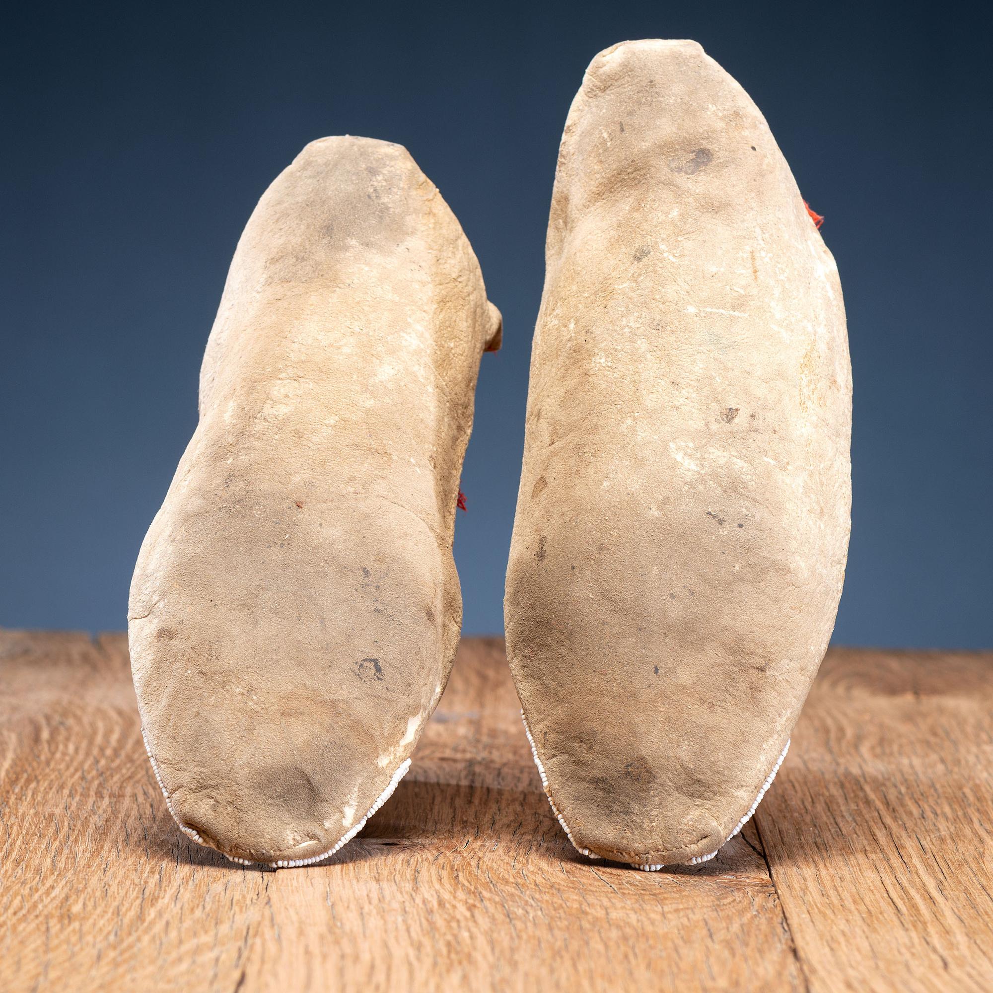 Athapaskan Beaded Soft Sole Moccasins, Collected by U.S. Special Agent Johnson N. High (1842-1909)