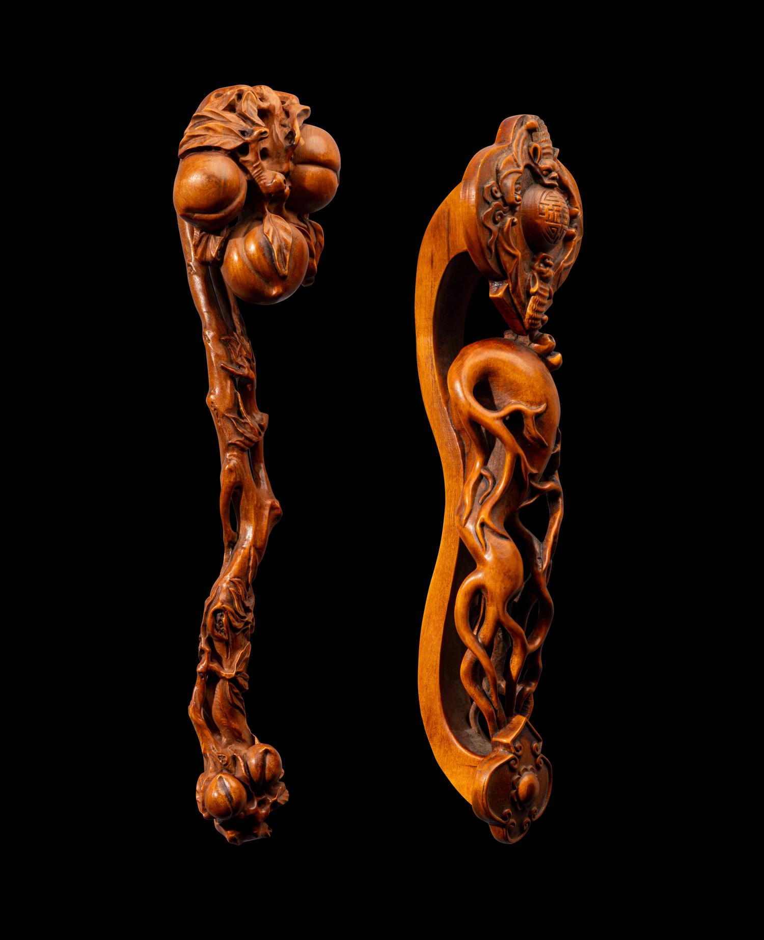 Two Chinese Boxwood Ruyi Scepters