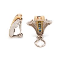 TIFFANY & CO., STERLING SILVER, YELLOW GOLD AND SAPPHIRE EARCLIPS