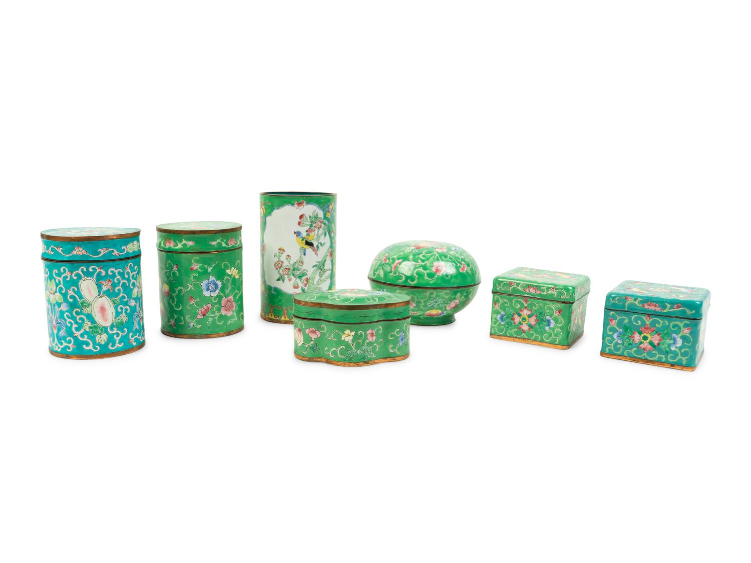 A Collection of Seven Chinese Enamel on Copper Articles — 19TH/20TH CENTURY