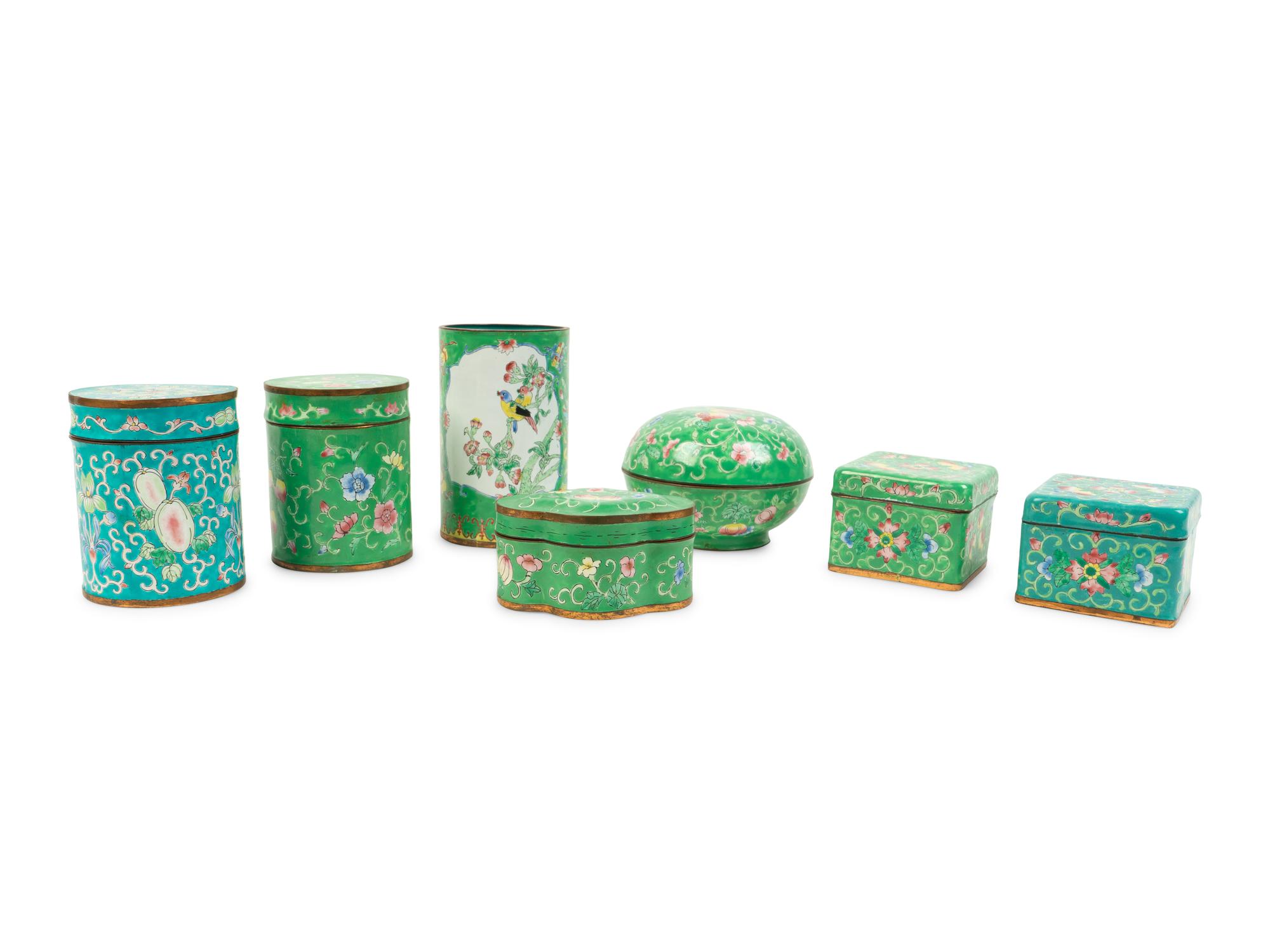 A Collection of Seven Chinese Enamel on Copper Articles — 19TH/20TH CENTURY
