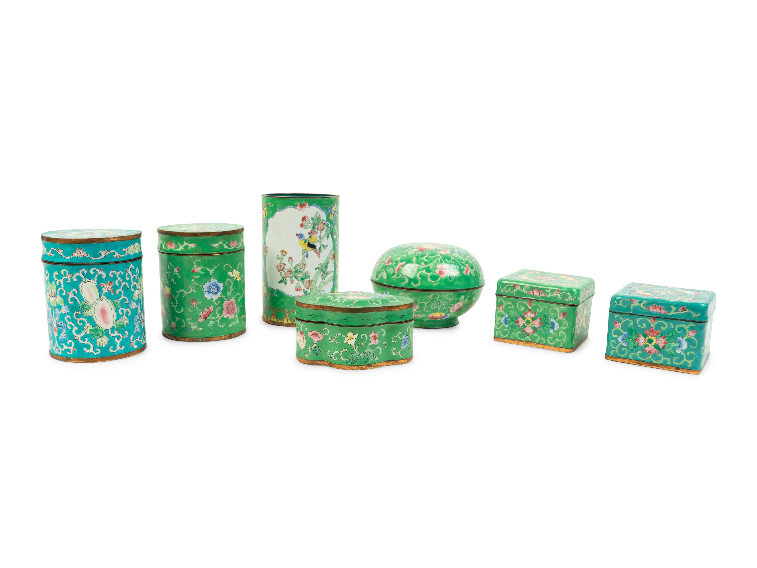 A Collection of Seven Chinese Enamel on Copper Articles — 19TH/20TH CENTURY