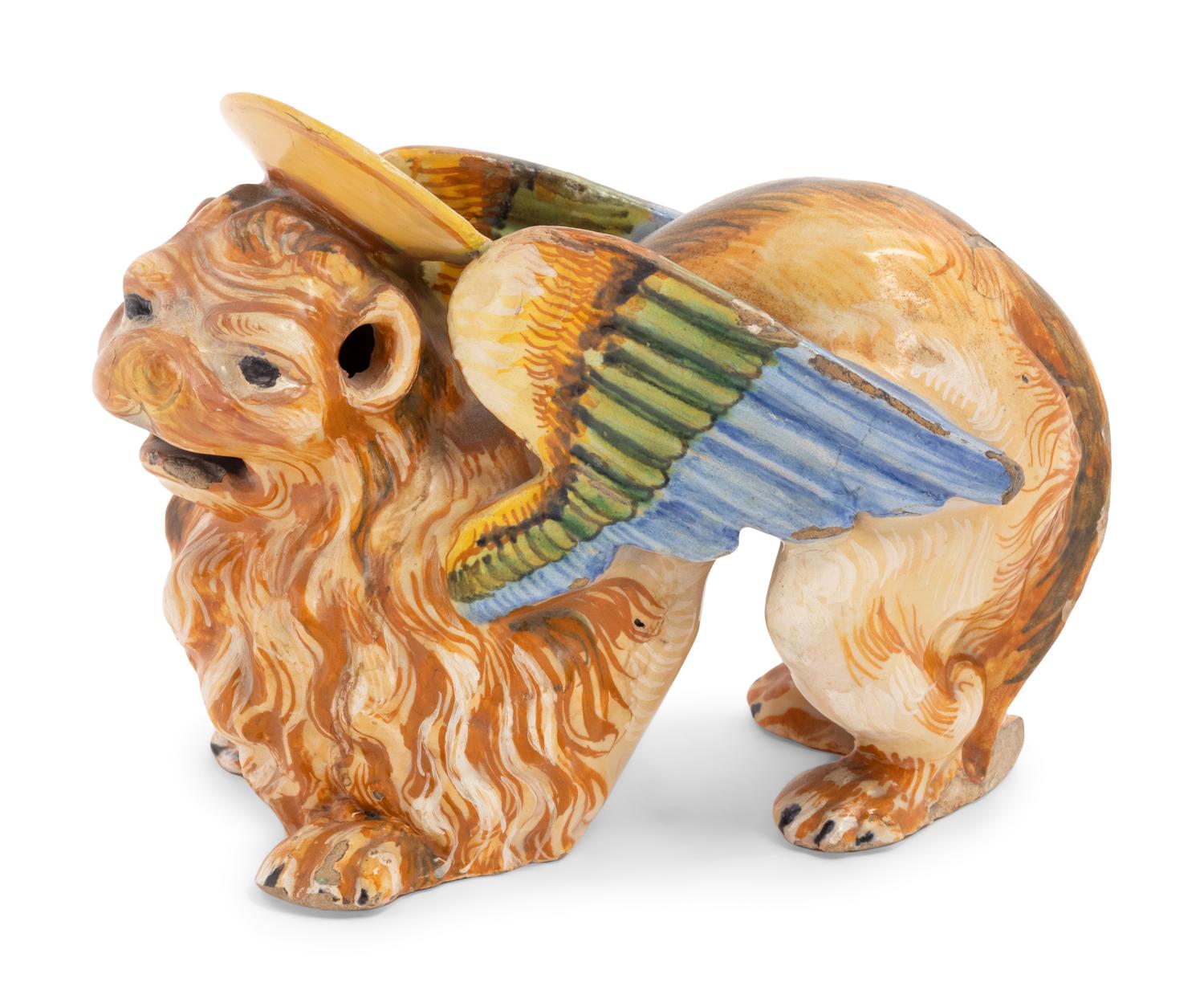 An Italian Faïence Figure of a Mythical Beast