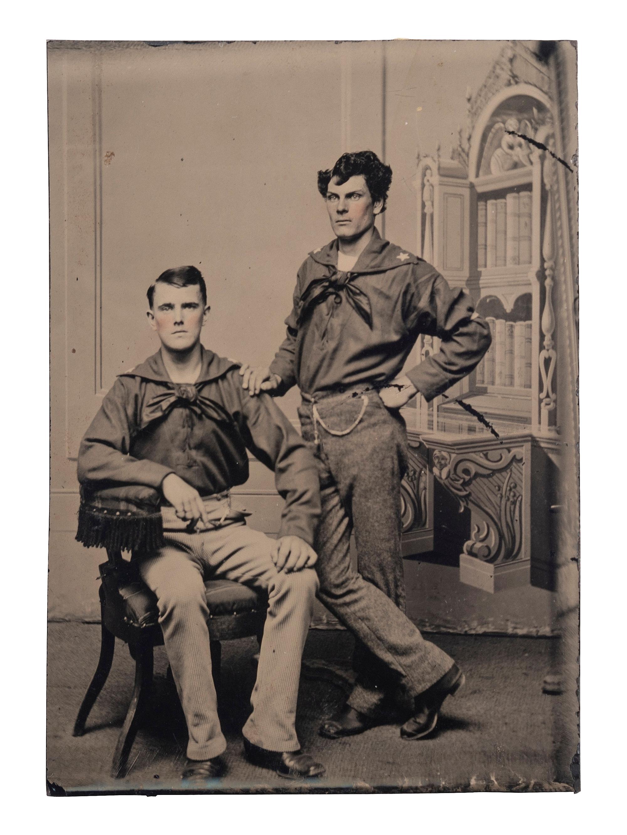 [EARLY PHOTOGRAPHY - NAVY]. A group of 7 ambrotypes and tintypes of sailors, including: