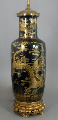 A Chinese Porcelain Rouleau Vase, Height overall 32 1/2 inches.