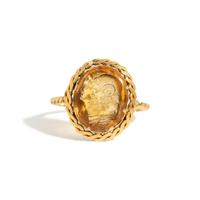 A Neoclassical Gold and Citrine Finger Ring with a Double Bust of Jupiter-Ammon and Juno-Isis