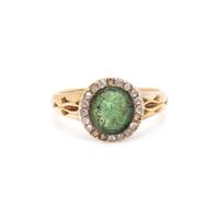 GEORGIAN, CHROME CHALCEDONY AND DIAMOND RING