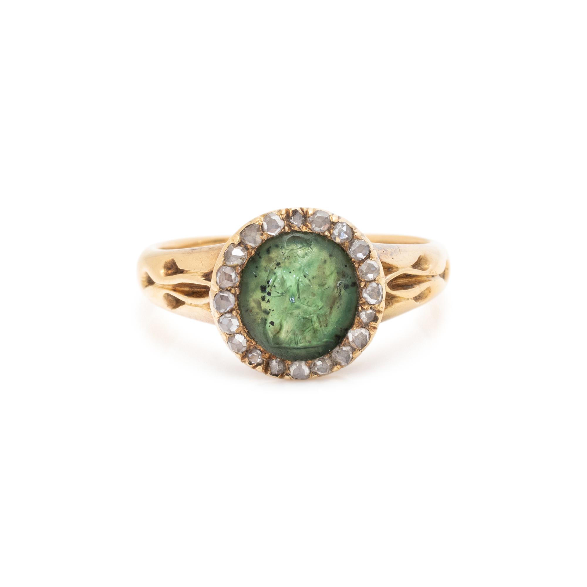 GEORGIAN, CHROME CHALCEDONY AND DIAMOND RING