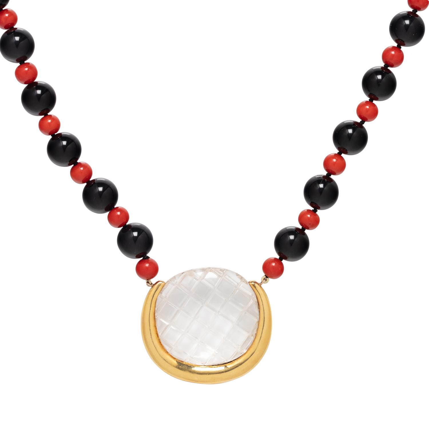 ALDO CIPULLO, YELLOW GOLD AND MULTIGEM BEAD NECKLACE