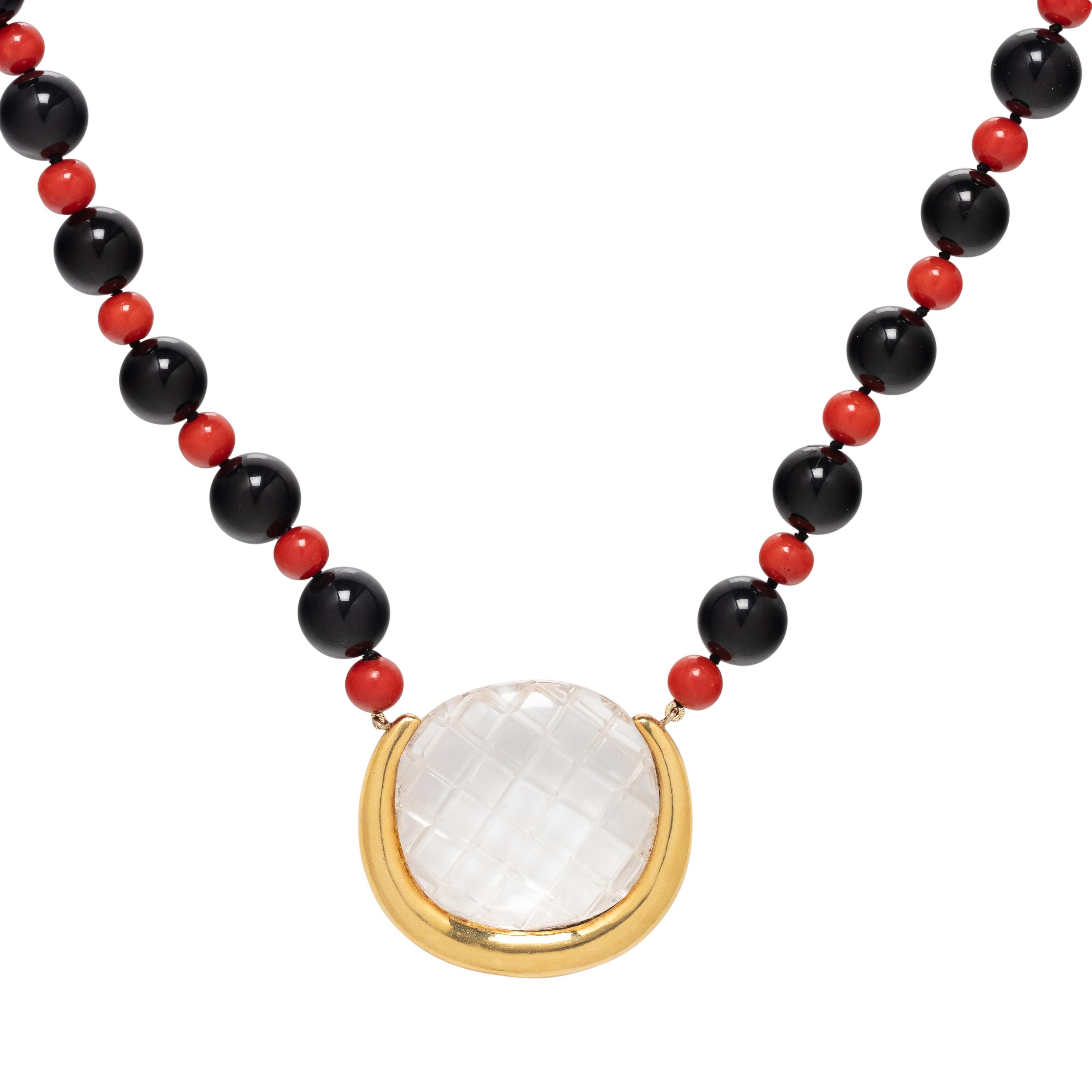 ALDO CIPULLO, YELLOW GOLD AND MULTIGEM BEAD NECKLACE