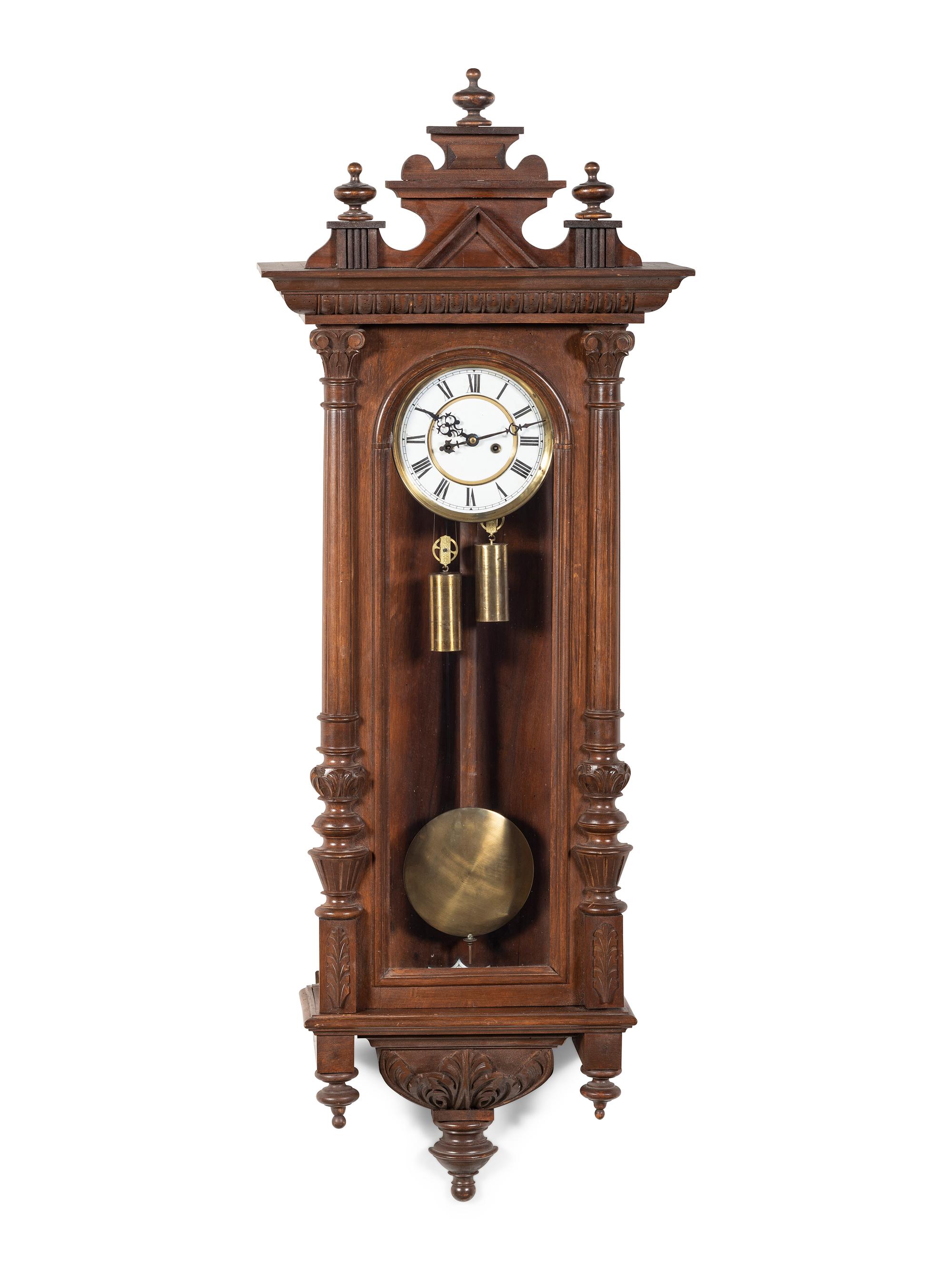 A Walnut Case Wall Clock