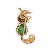 YELLOW GOLD AND GEMSTONE CAT BROOCH