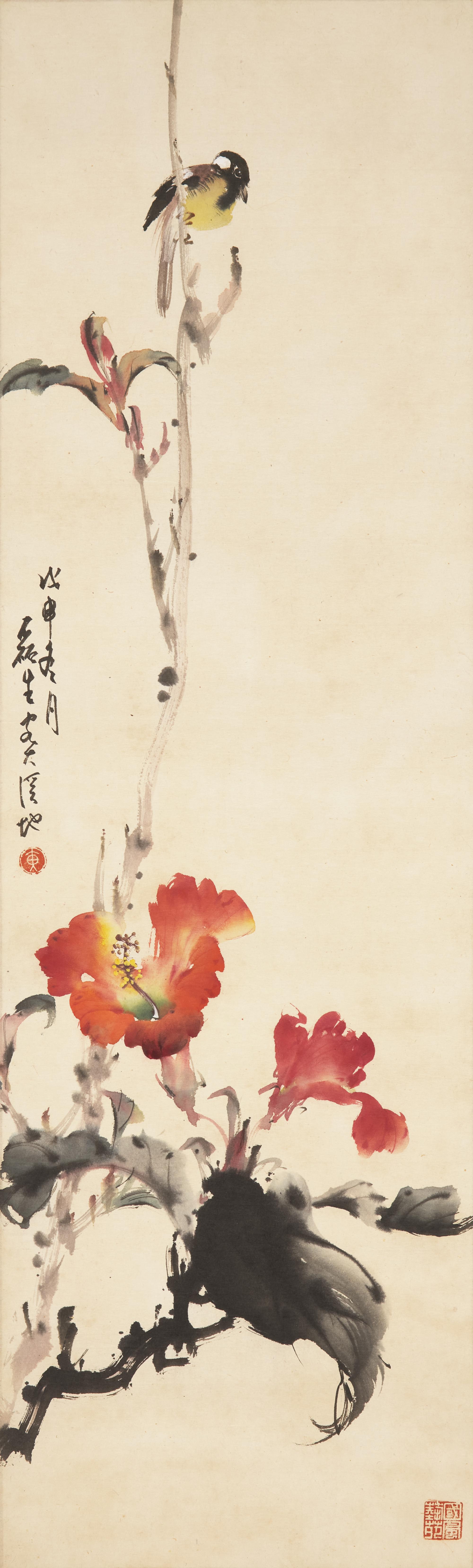 Three Chinese Ink and Color on Paper Paintings — 中國書畫一組三件