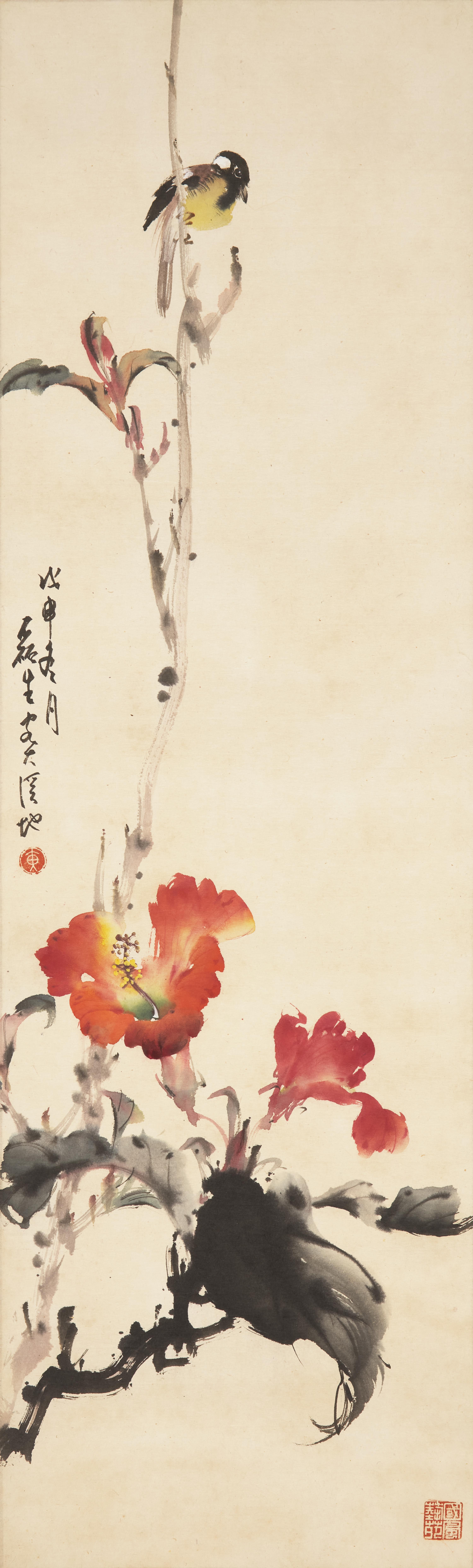 Three Chinese Ink and Color on Paper Paintings — 中國書畫一組三件