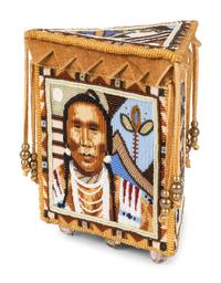 Triangular Beaded Trinket Box, Chief Joseph