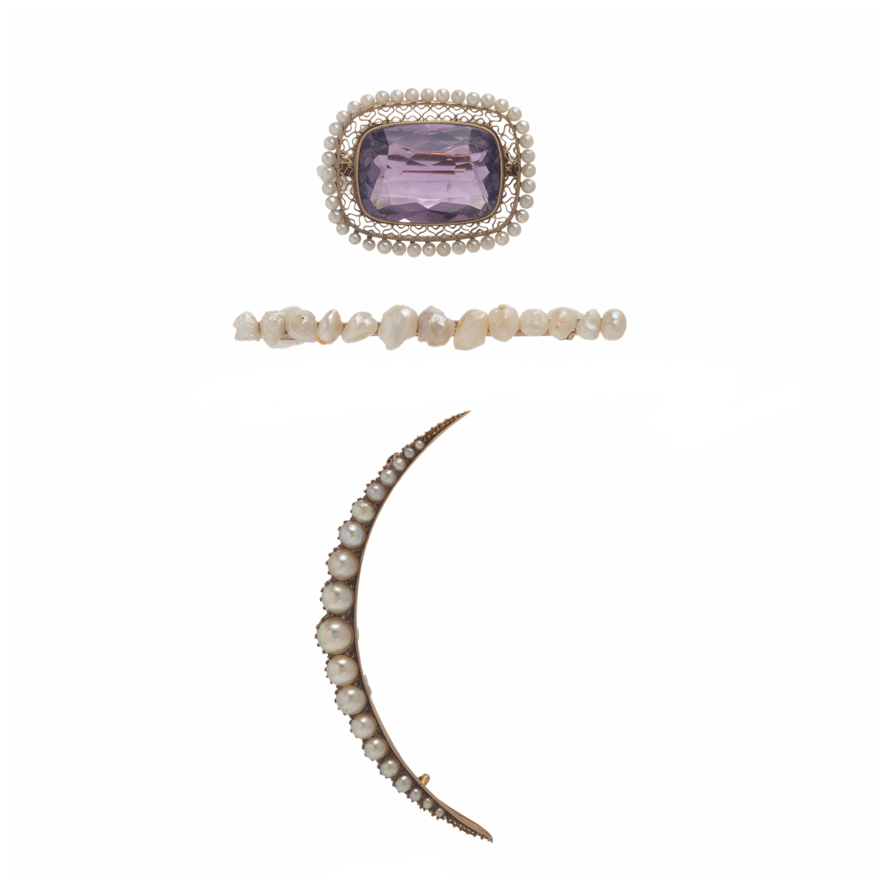 Antique, Collection of Seed Pearl Brooches
