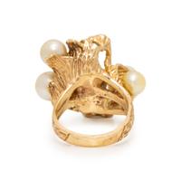 YELLOW GOLD AND CULTURED PEARL RING